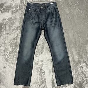 Vintage Old Skool Wide Leg Jeans Mens Size 32 Blue Grunge Hip Hop Dark Wash 90s